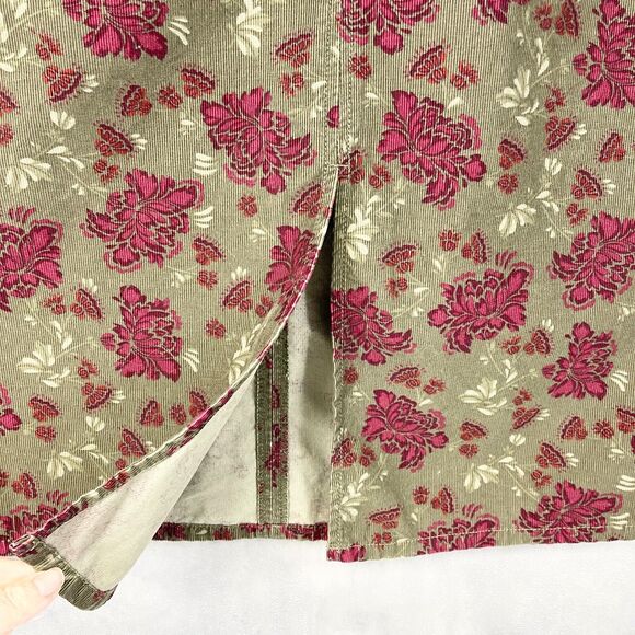 Eddie Bauer Corduroy Skirt Womens 10 Floral Boho Indie Cottagecore Goblincore - Picture 5 of 10